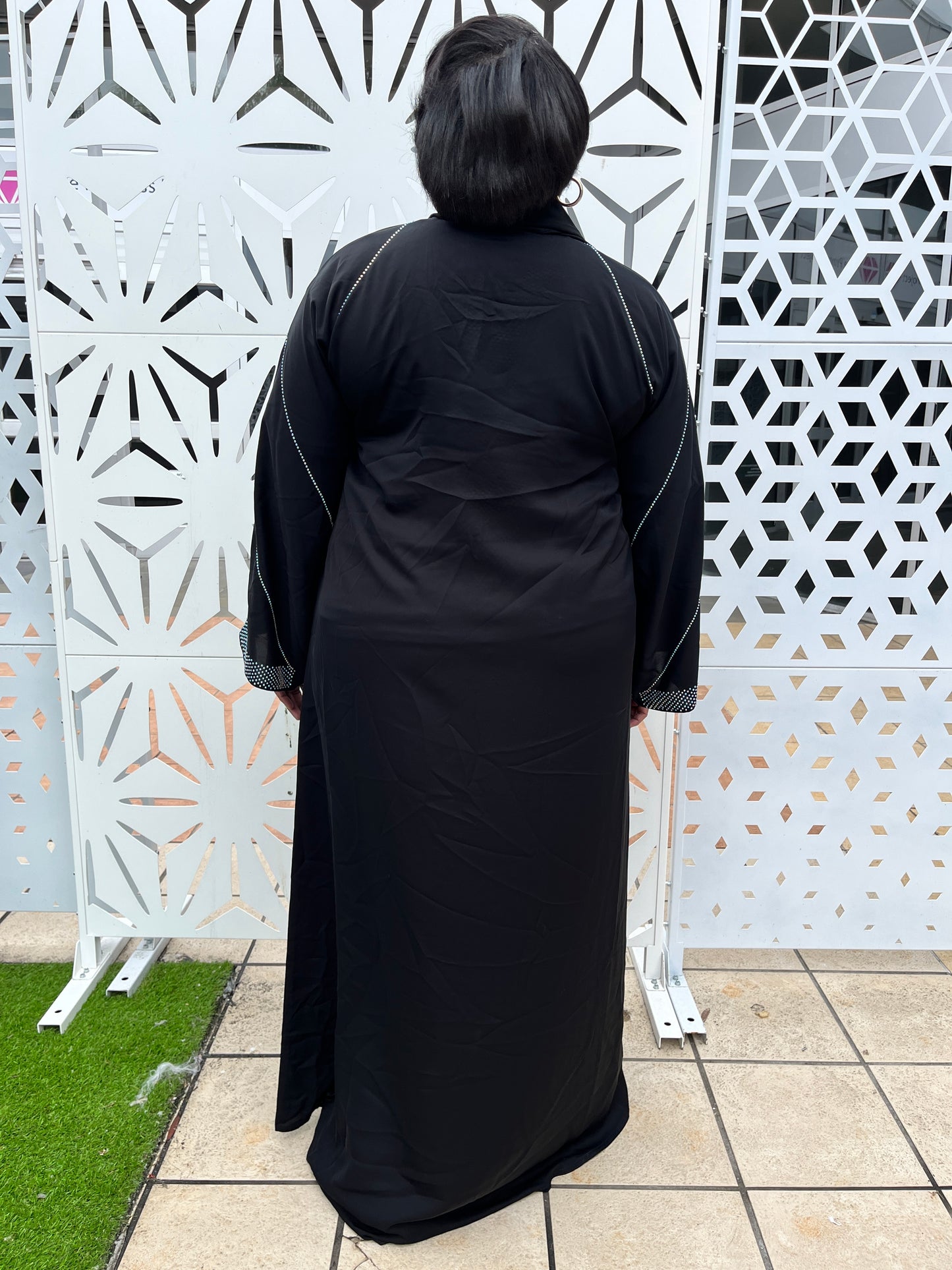 Sliver & Black High Quality Abaya