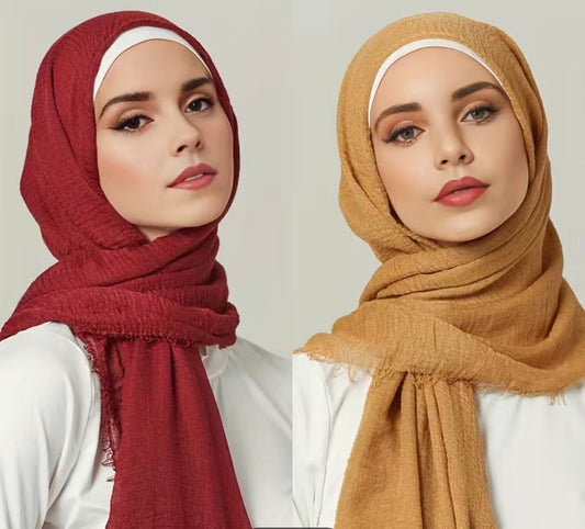 Wrinkle Solid Color Hijab